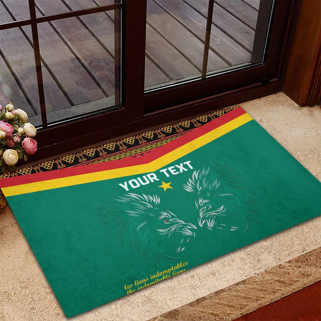 Custom Cameroun Football Rubber Doormat Allez Les Lions Indomptables