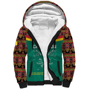 Custom Cameroun Football Sherpa Hoodie Allez Les Lions Indomptables