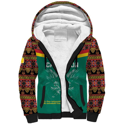 Custom Cameroun Football Sherpa Hoodie Allez Les Lions Indomptables