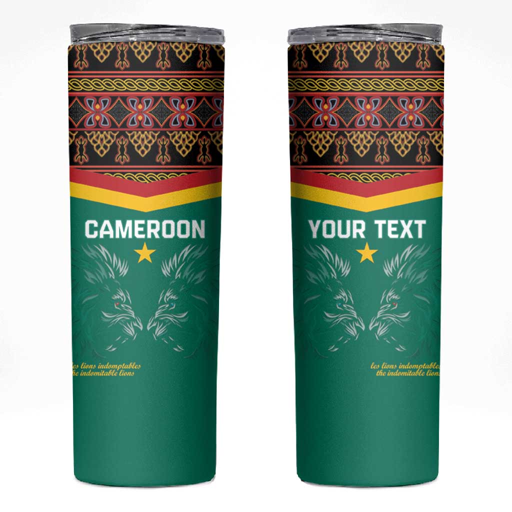 Custom Cameroun Football Skinny Tumbler Allez Les Lions Indomptables