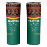 Custom Cameroun Football Skinny Tumbler Allez Les Lions Indomptables