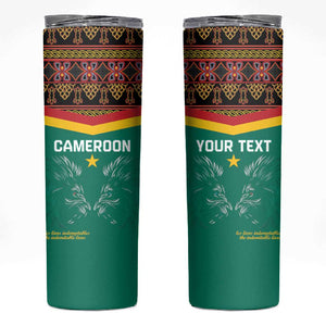Custom Cameroun Football Skinny Tumbler Allez Les Lions Indomptables