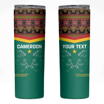 Custom Cameroun Football Skinny Tumbler Allez Les Lions Indomptables