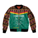 Custom Cameroun Football Sleeve Zip Bomber Jacket Allez Les Lions Indomptables