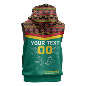 Custom Cameroun Football Sleeveless Hoodie Allez Les Lions Indomptables - African Pride