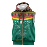 Custom Cameroun Football Sleeveless Zip Hoodie Allez Les Lions Indomptables - African Pride