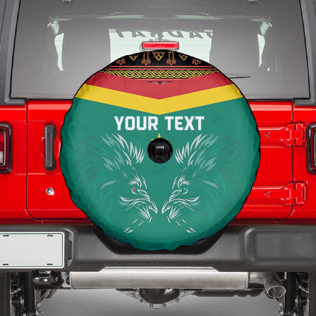 Custom Cameroun Football Spare Tire Cover Allez Les Lions Indomptables