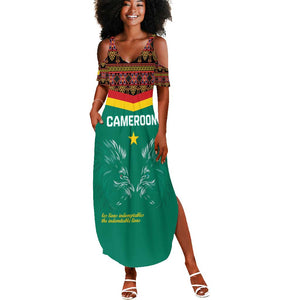 Custom Cameroun Football Summer Maxi Dress Allez Les Lions Indomptables