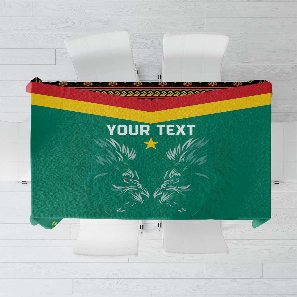 Custom Cameroun Football Tablecloth Allez Les Lions Indomptables