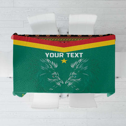 Custom Cameroun Football Tablecloth Allez Les Lions Indomptables