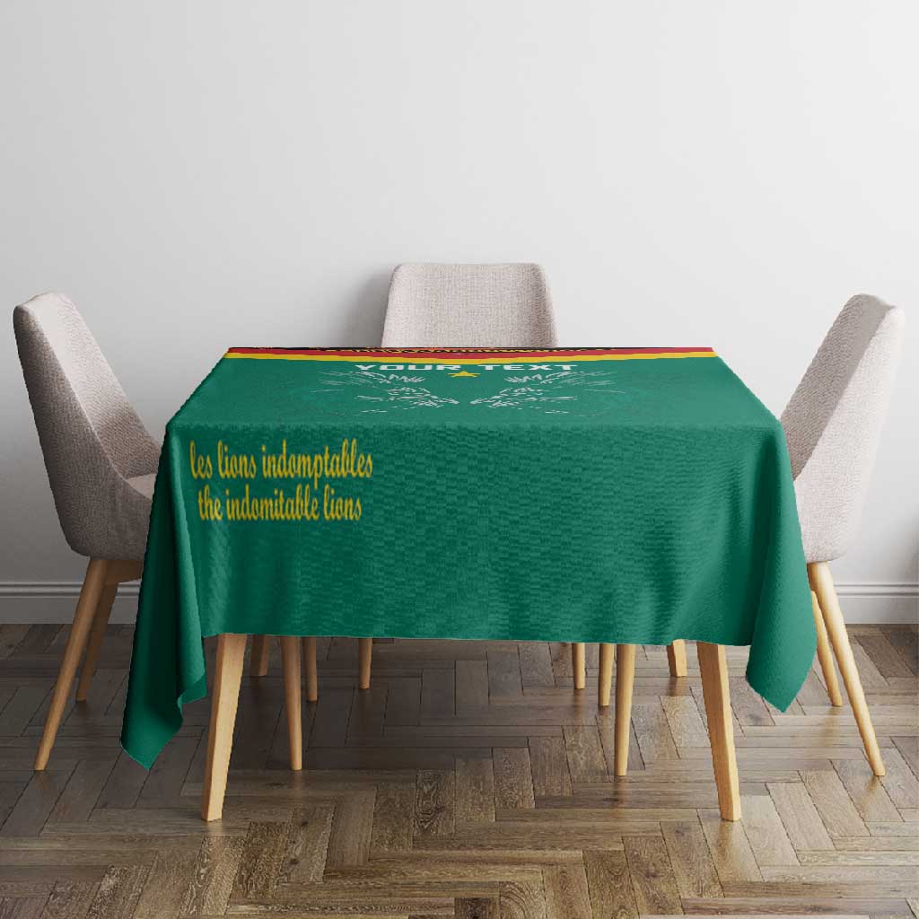 Custom Cameroun Football Tablecloth Allez Les Lions Indomptables