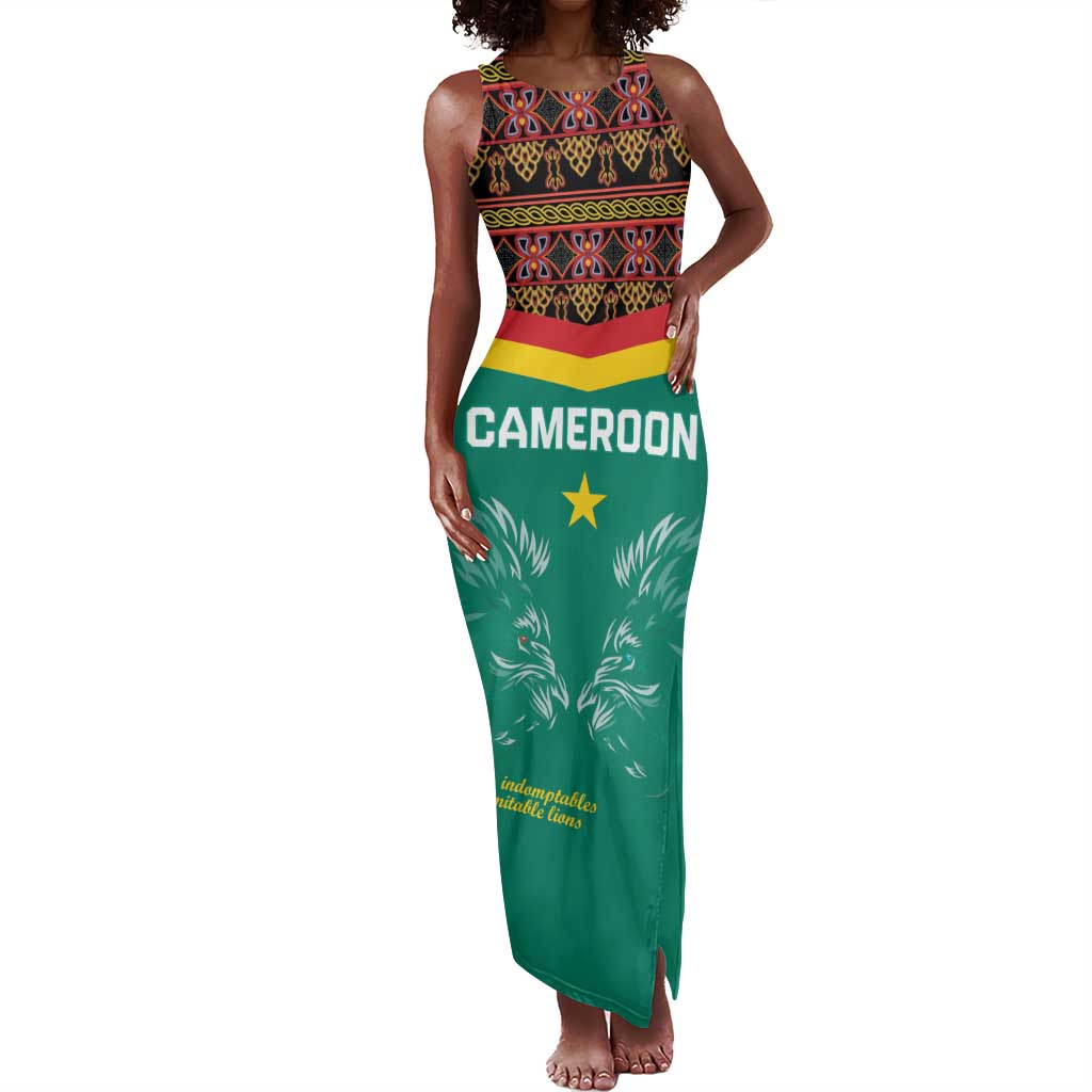 Custom Cameroun Football Tank Maxi Dress Allez Les Lions Indomptables