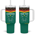 Custom Cameroun Football Tumbler With Handle Allez Les Lions Indomptables