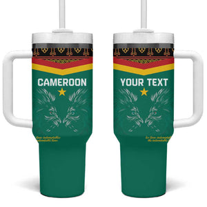 Custom Cameroun Football Tumbler With Handle Allez Les Lions Indomptables