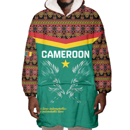 Custom Cameroun Football Wearable Blanket Hoodie Allez Les Lions Indomptables