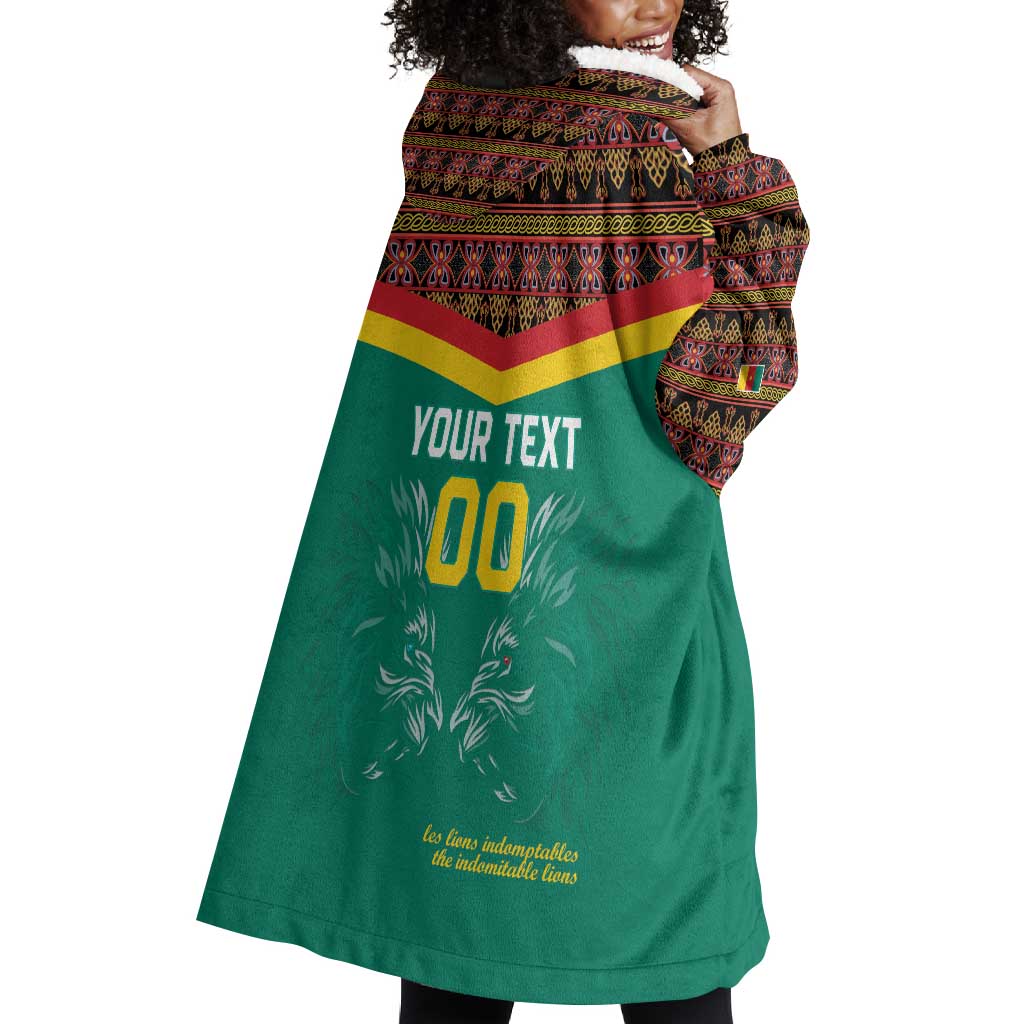 Custom Cameroun Football Wearable Blanket Hoodie Allez Les Lions Indomptables