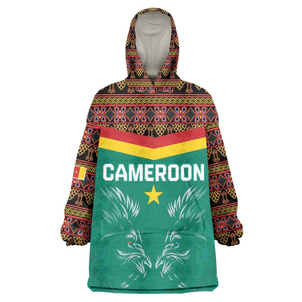 Custom Cameroun Football Wearable Blanket Hoodie Allez Les Lions Indomptables