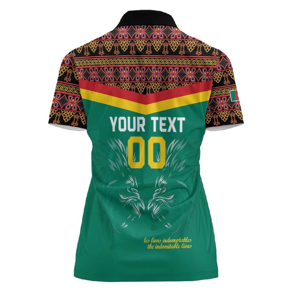 Custom Cameroun Football Women Polo Shirt Allez Les Lions Indomptables