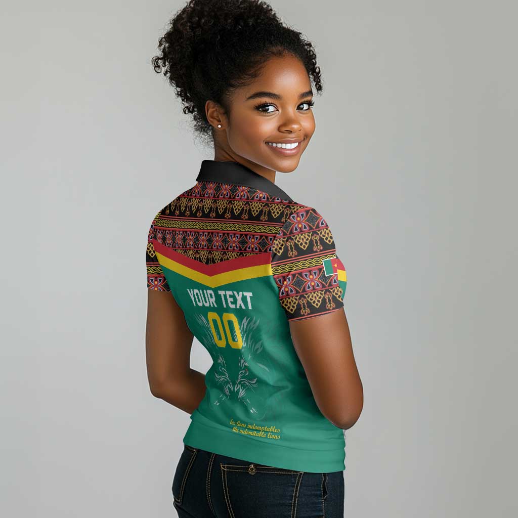 Custom Cameroun Football Women Polo Shirt Allez Les Lions Indomptables