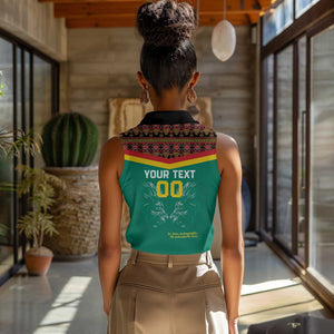 Custom Cameroun Football Women Sleeveless Polo Shirt Allez Les Lions Indomptables