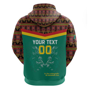 Custom Cameroun Football Zip Hoodie Allez Les Lions Indomptables