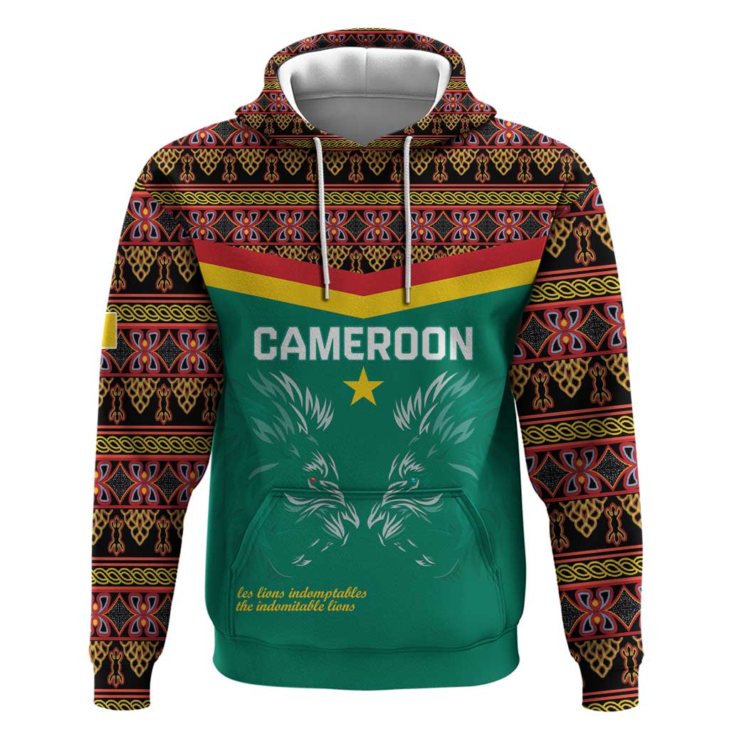 Custom Cameroun Football Zip Hoodie Allez Les Lions Indomptables