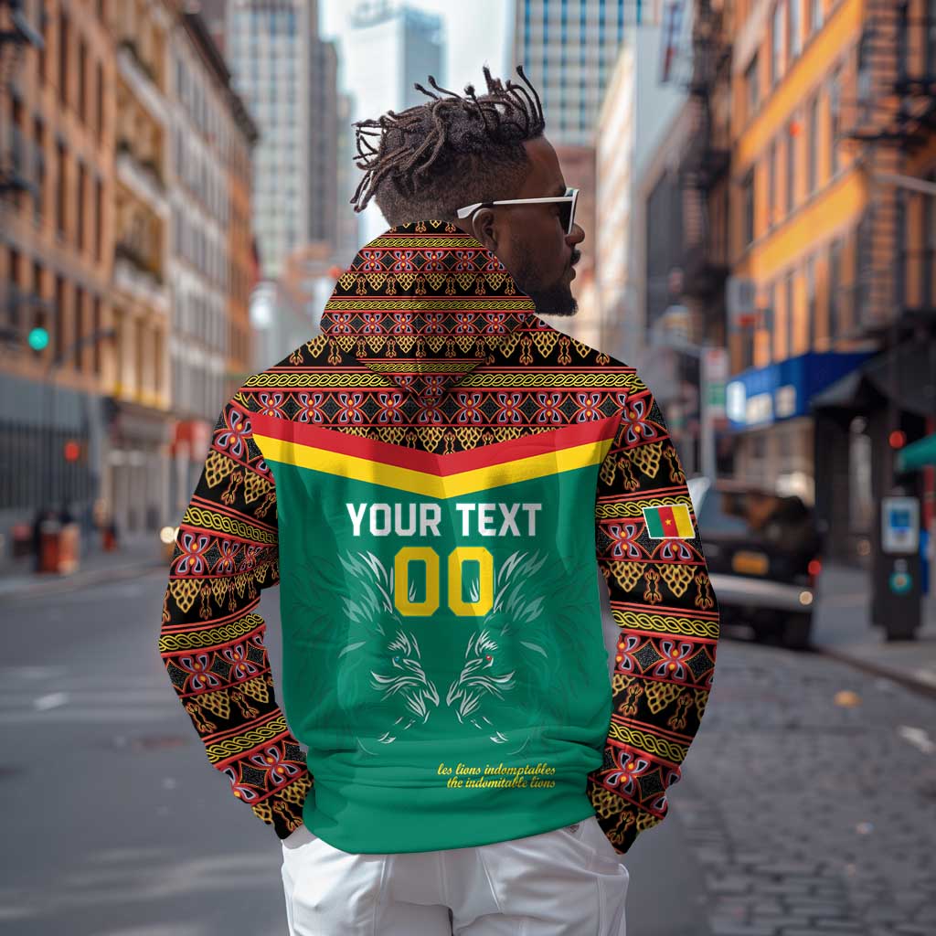 Custom Cameroun Football Zip Hoodie Allez Les Lions Indomptables