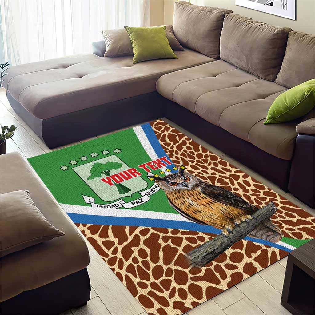 Personalised Equatorial Guinea Area Rug Bubo Poensis With Coat Of Arms