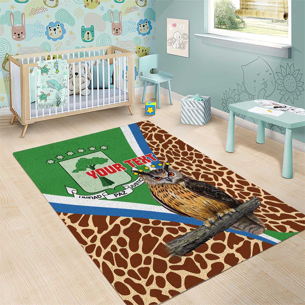 Personalised Equatorial Guinea Area Rug Bubo Poensis With Coat Of Arms