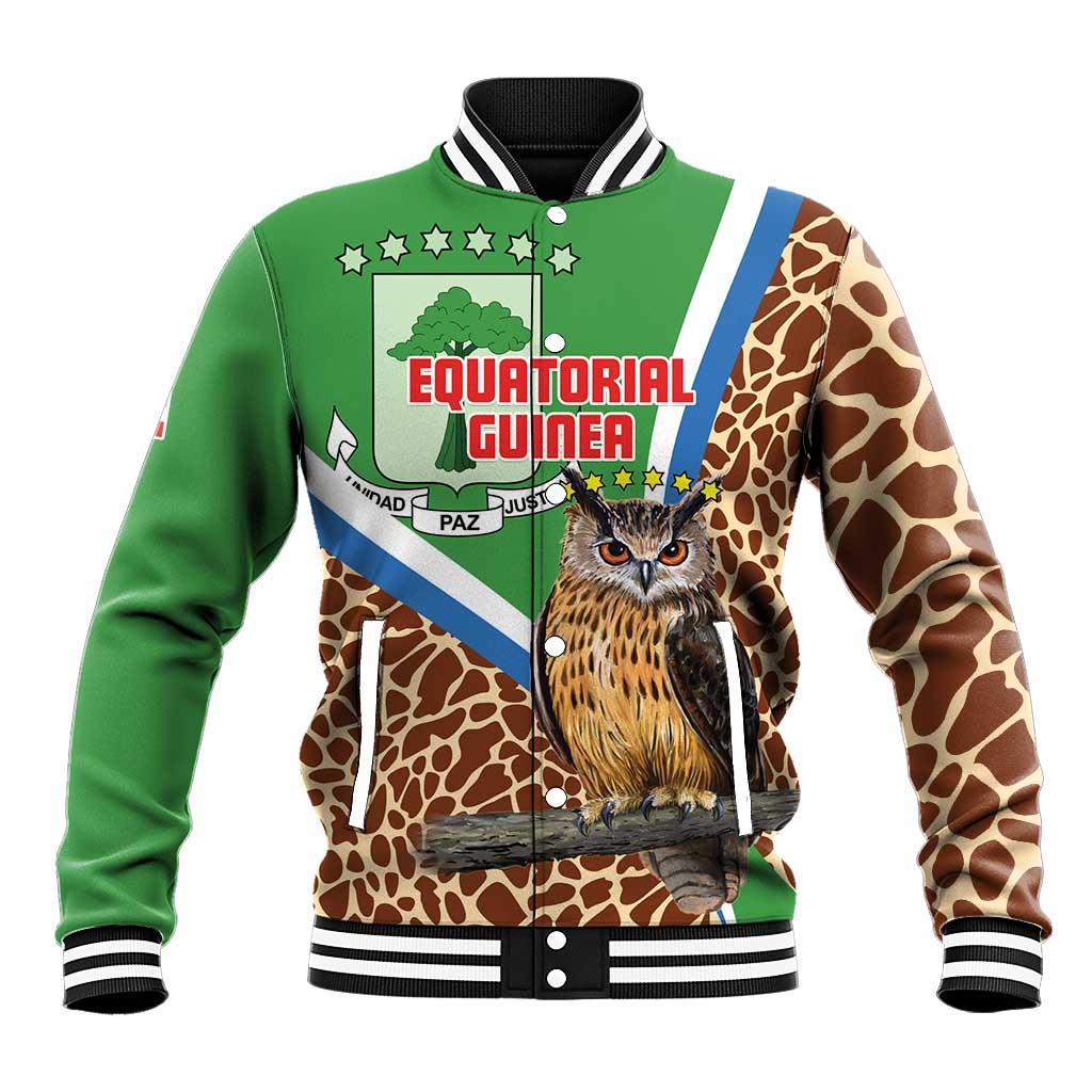 Personalised Equatorial Guinea Baseball Jacket Bubo Poensis With Coat Of Arms