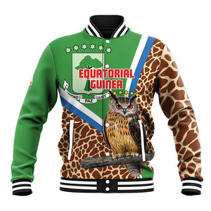 Personalised Equatorial Guinea Baseball Jacket Bubo Poensis With Coat Of Arms