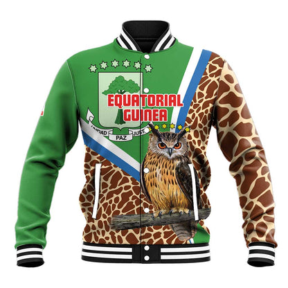 Personalised Equatorial Guinea Baseball Jacket Bubo Poensis With Coat Of Arms