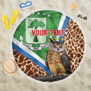 Personalised Equatorial Guinea Beach Blanket Bubo Poensis With Coat Of Arms
