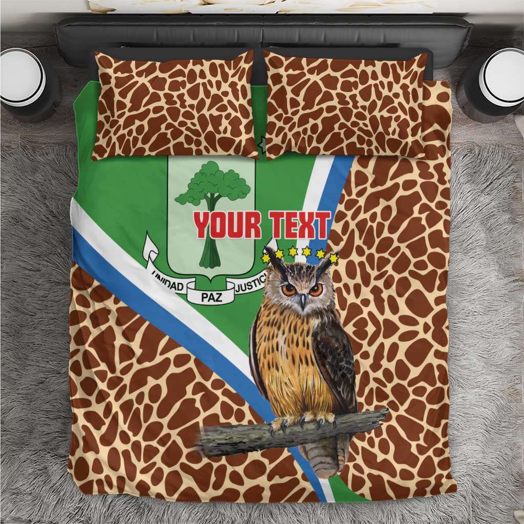 Personalised Equatorial Guinea Bedding Set Bubo Poensis With Coat Of Arms