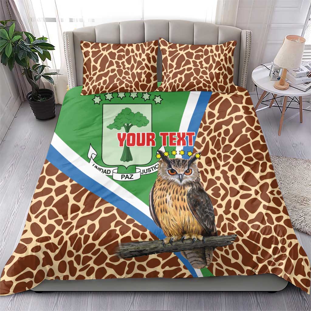 Personalised Equatorial Guinea Bedding Set Bubo Poensis With Coat Of Arms