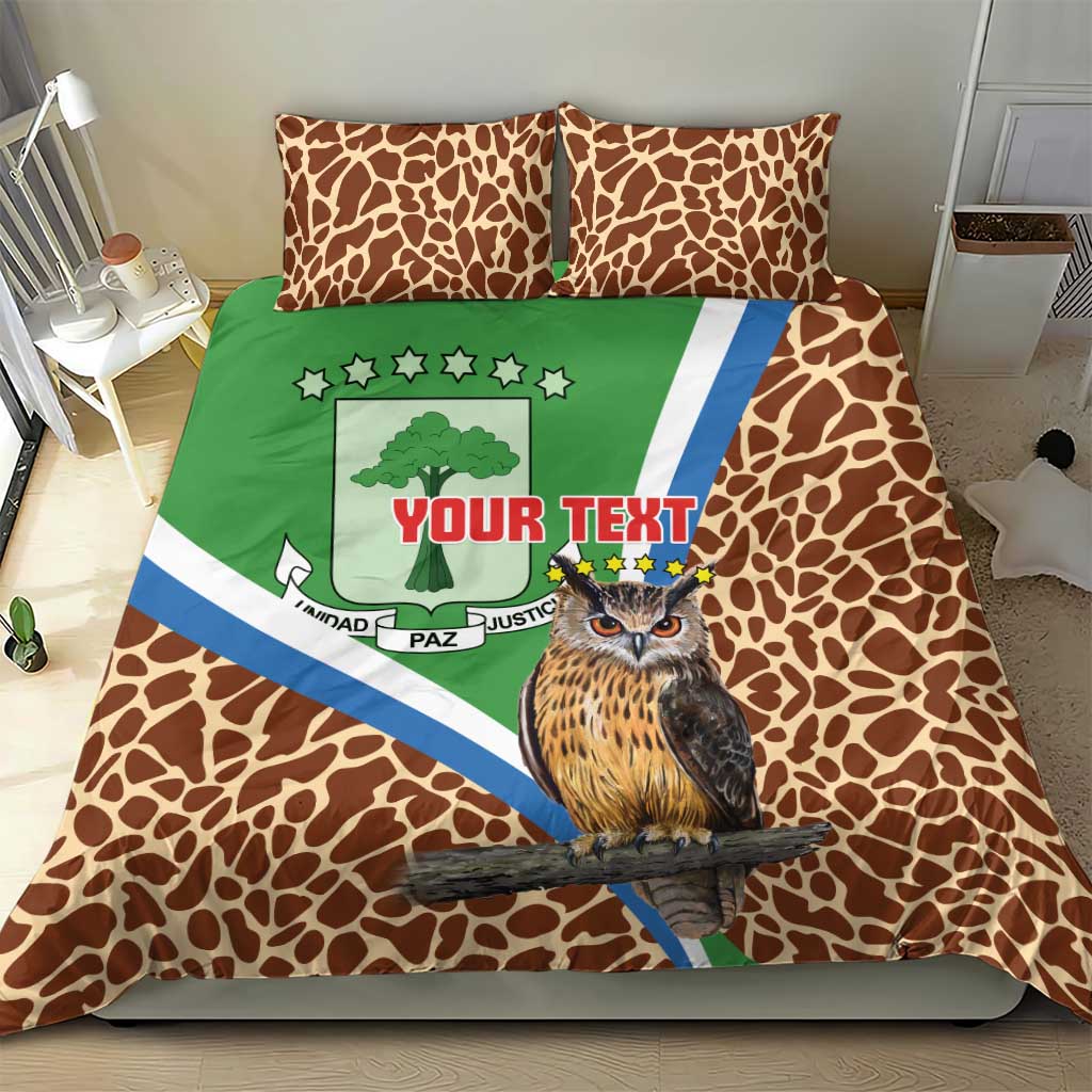Personalised Equatorial Guinea Bedding Set Bubo Poensis With Coat Of Arms