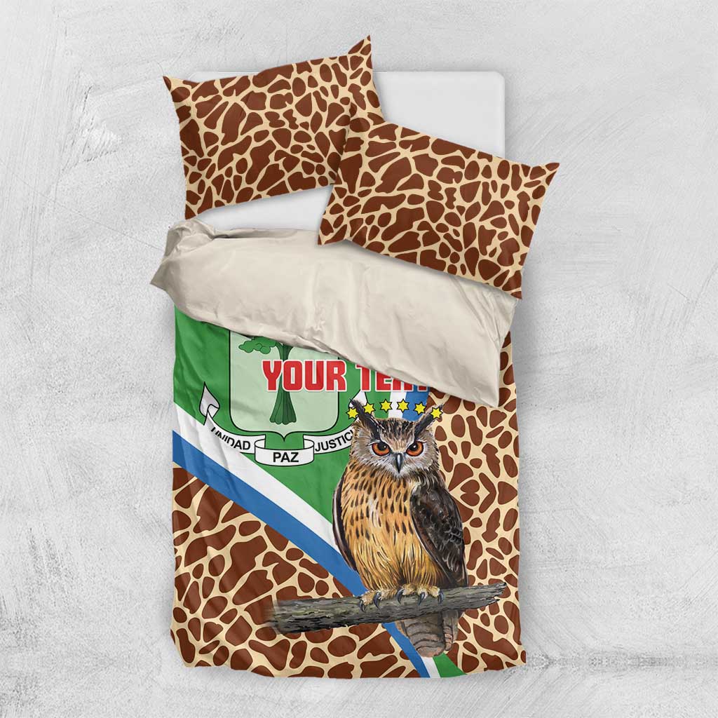 Personalised Equatorial Guinea Bedding Set Bubo Poensis With Coat Of Arms