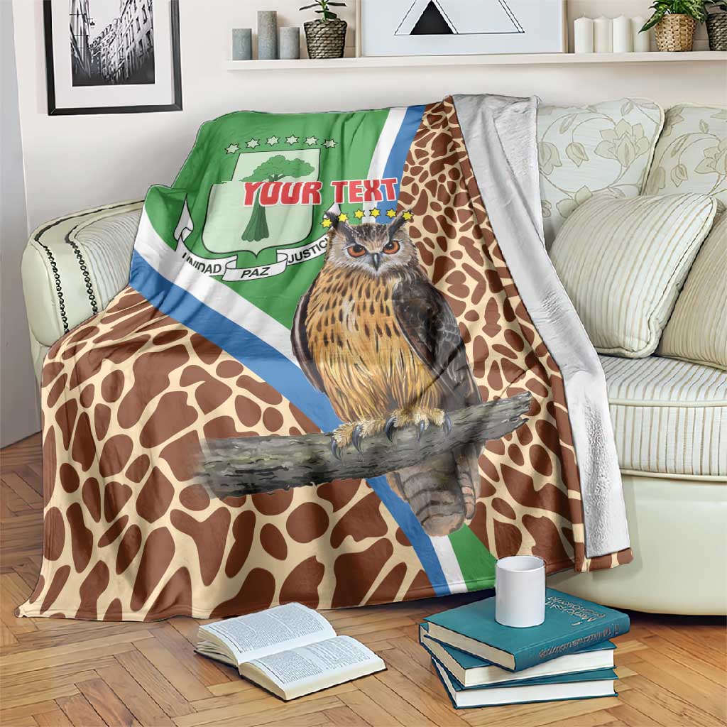 Personalised Equatorial Guinea Blanket Bubo Poensis With Coat Of Arms