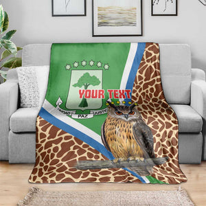 Personalised Equatorial Guinea Blanket Bubo Poensis With Coat Of Arms