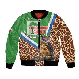 Personalised Equatorial Guinea Bomber Jacket Bubo Poensis With Coat Of Arms