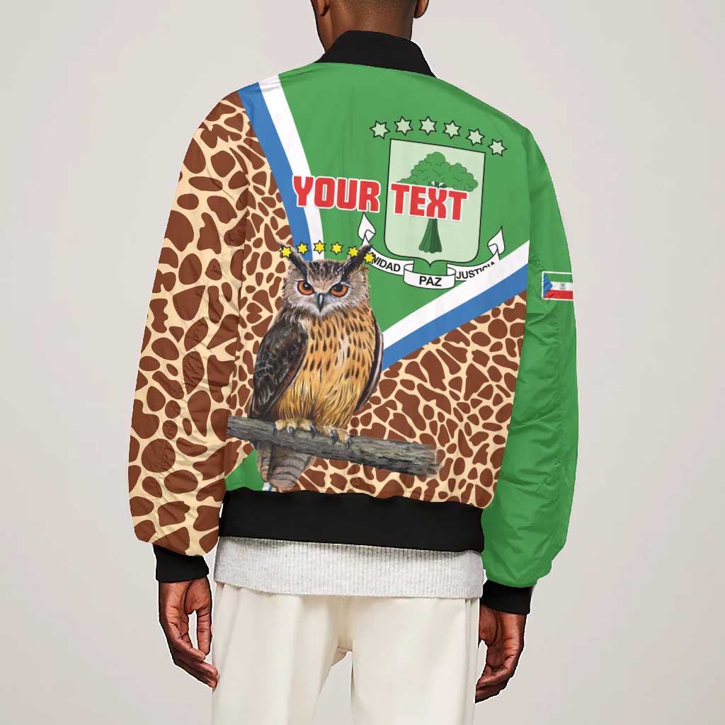 Personalised Equatorial Guinea Bomber Jacket Bubo Poensis With Coat Of Arms