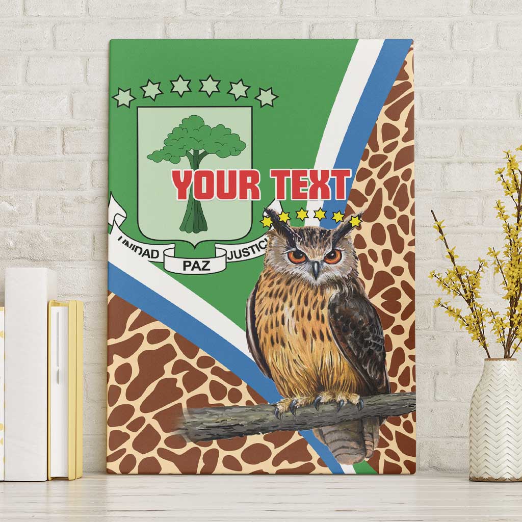 Personalised Equatorial Guinea Canvas Wall Art Bubo Poensis With Coat Of Arms
