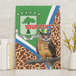 Personalised Equatorial Guinea Canvas Wall Art Bubo Poensis With Coat Of Arms