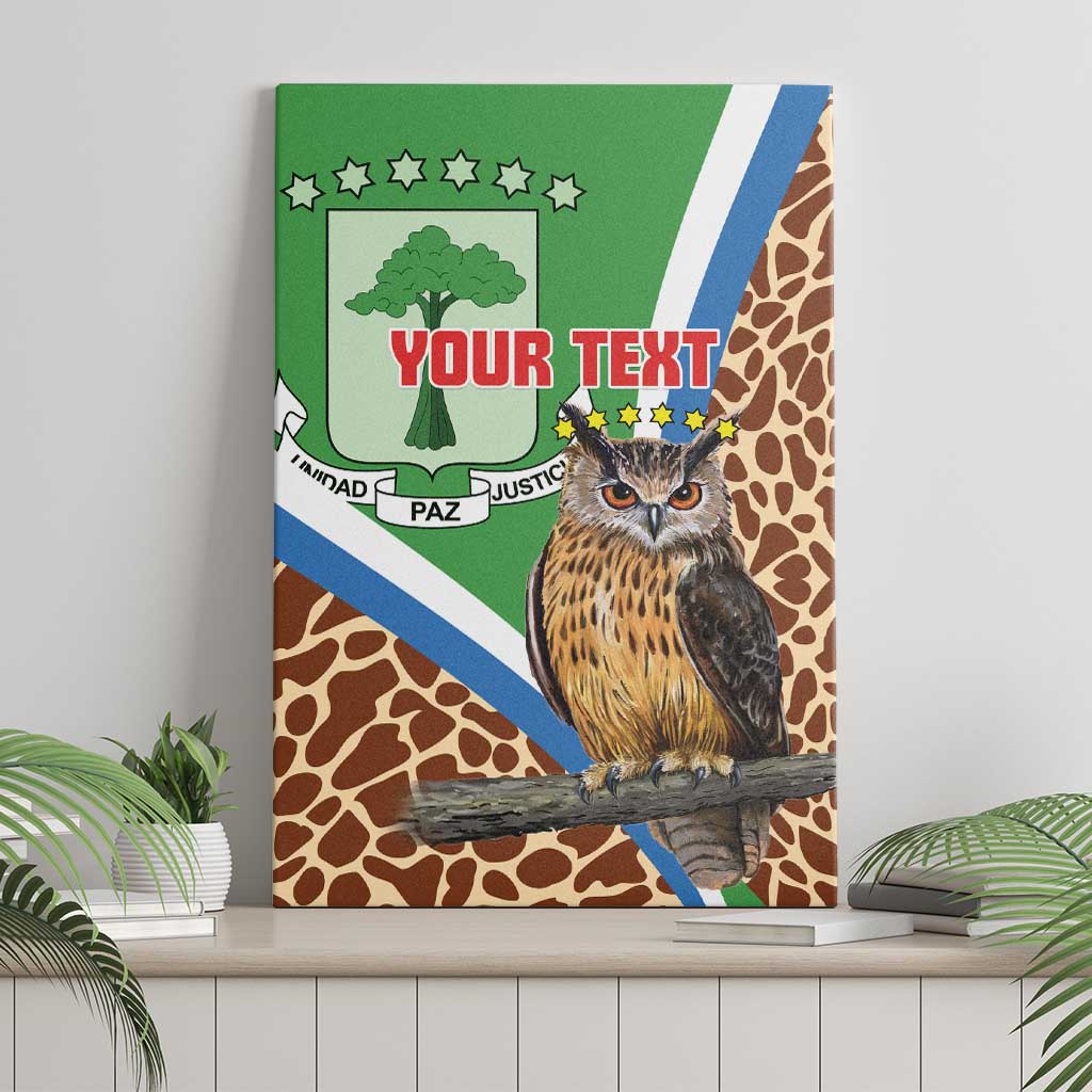 Personalised Equatorial Guinea Canvas Wall Art Bubo Poensis With Coat Of Arms