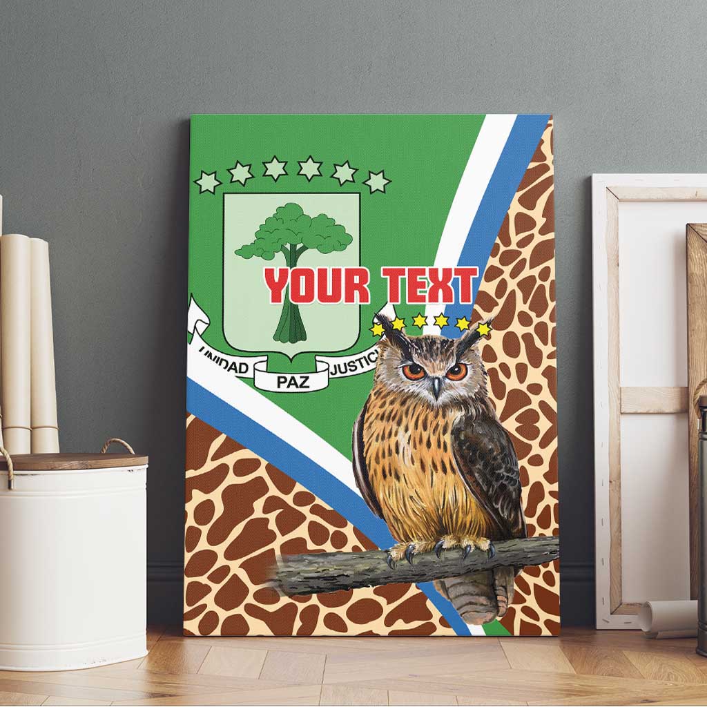 Personalised Equatorial Guinea Canvas Wall Art Bubo Poensis With Coat Of Arms