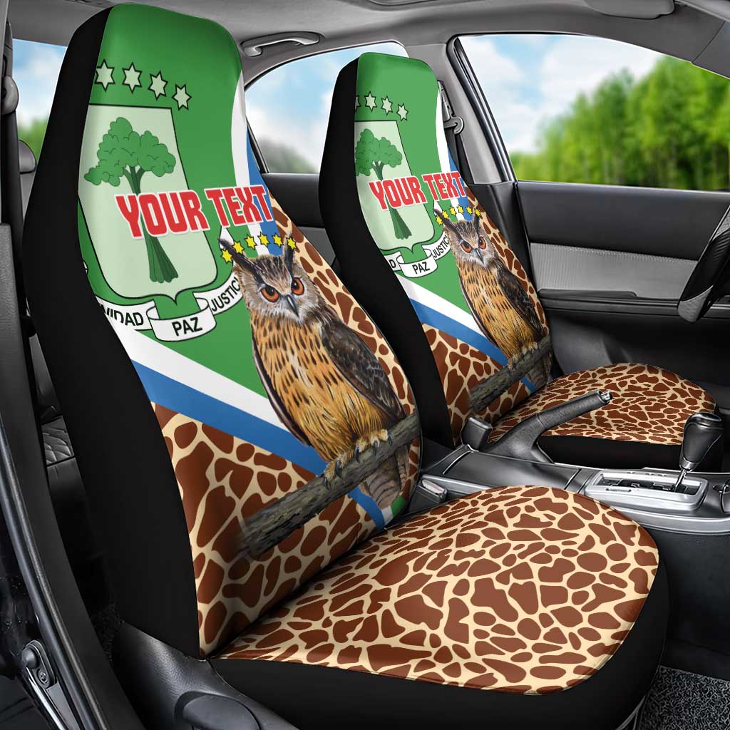 Personalised Equatorial Guinea Car Seat Cover Bubo Poensis With Coat Of Arms