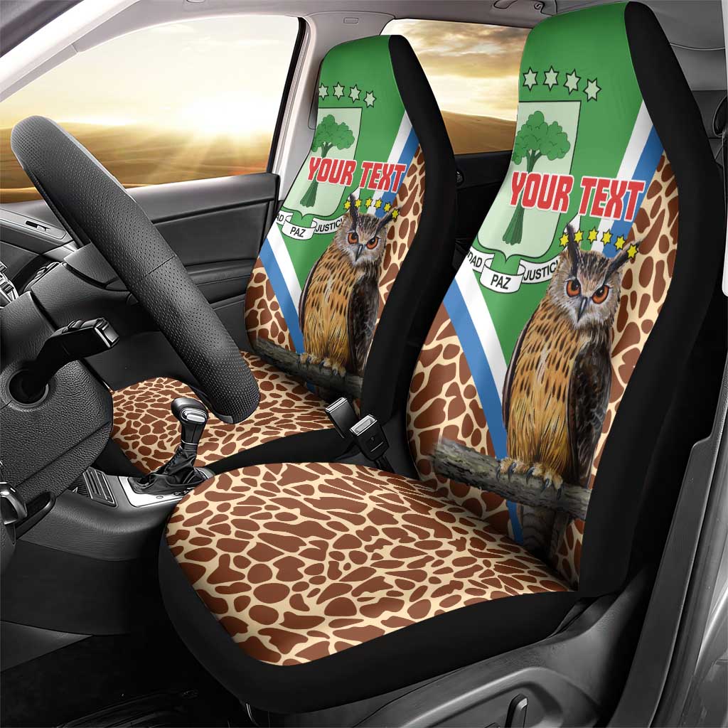 Personalised Equatorial Guinea Car Seat Cover Bubo Poensis With Coat Of Arms