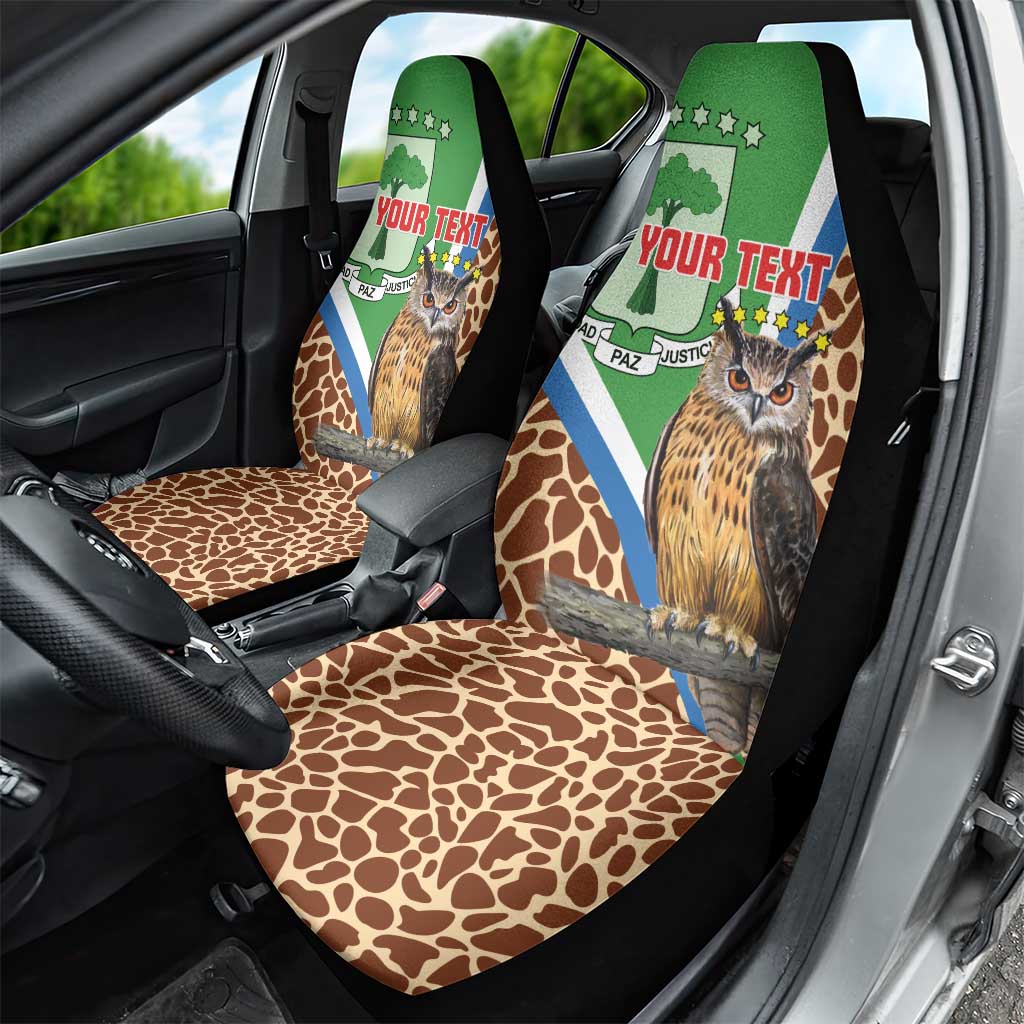 Personalised Equatorial Guinea Car Seat Cover Bubo Poensis With Coat Of Arms