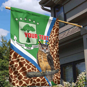 Personalised Equatorial Guinea Garden Flag Bubo Poensis With Coat Of Arms