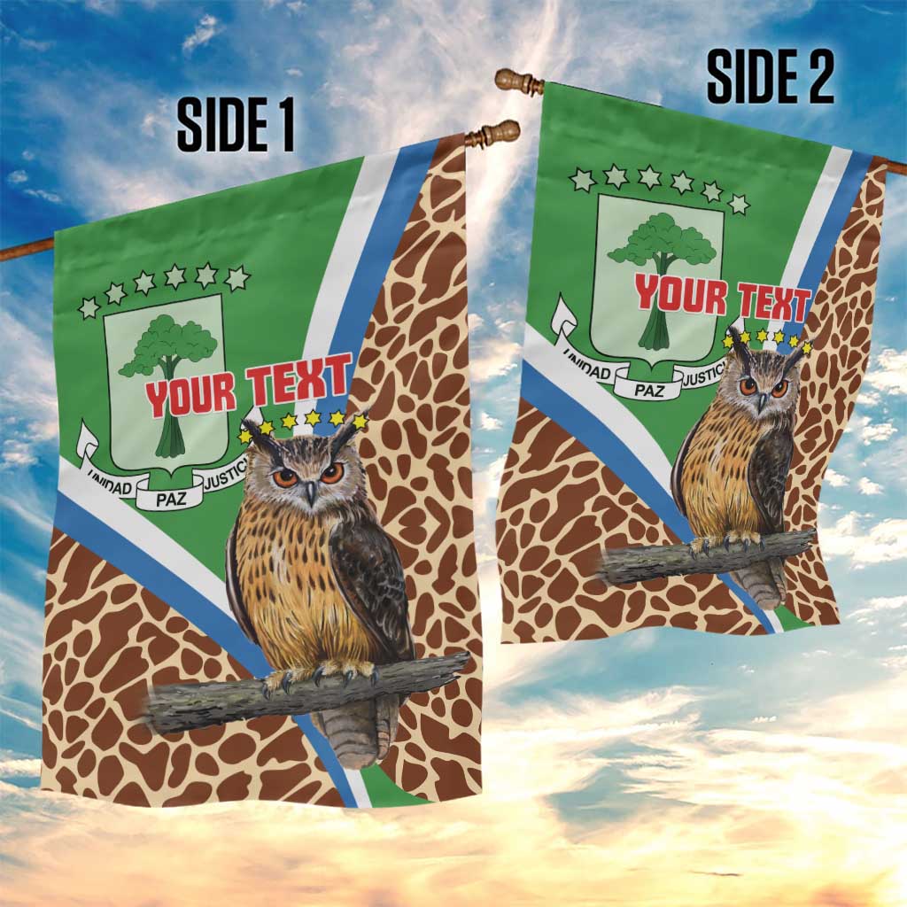 Personalised Equatorial Guinea Garden Flag Bubo Poensis With Coat Of Arms
